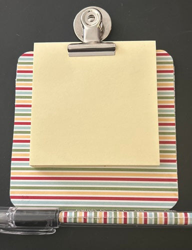 Decorated Coaster Board Stripes w Post It Notes