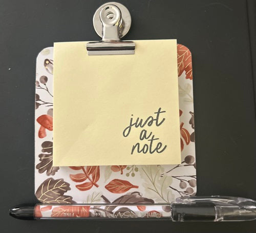 Decorated Coaster Board Fall Leaves w Post It Notes