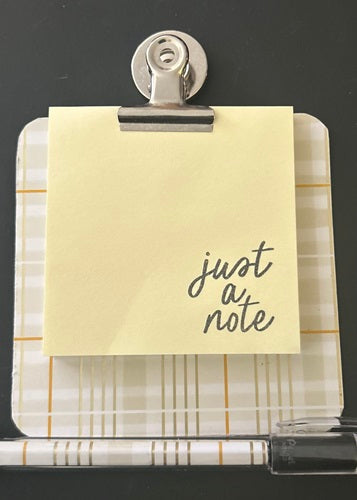 Decorated Coaster Board Yellow Plaid2  w Post It Notes