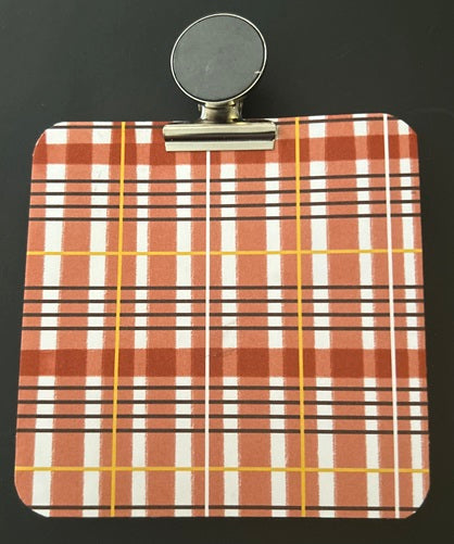 Decorated Coaster Board Yellow Plaid w Post It Notes